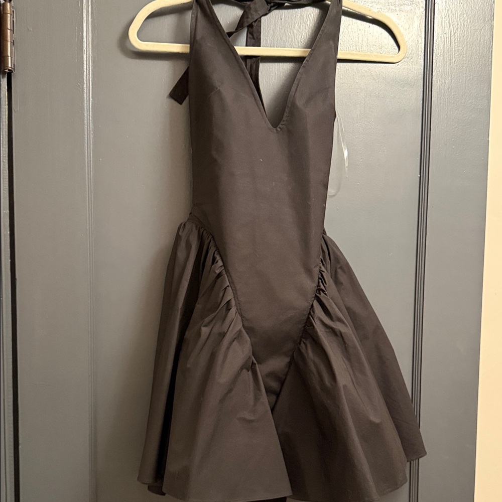 House of CB Black Halter V-Neck Mini Dress